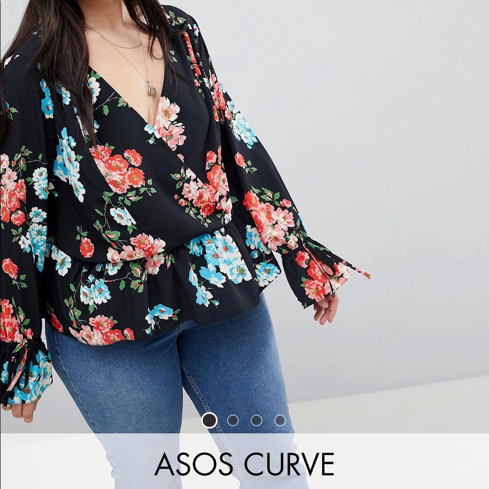 Asos Curve Floral Wrap Top
